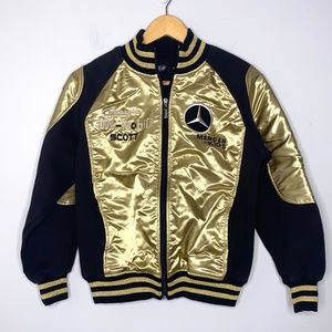 Kids Racing Jacket Mercedes Black And Gold / Lewis Hamilton Halloween costume